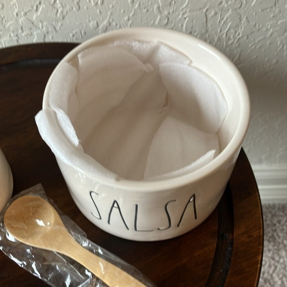 Rae Dunn: Artisan Guac & Salsa Bowl Set- 2 Bamboo Spoons - Picture 10 of 16